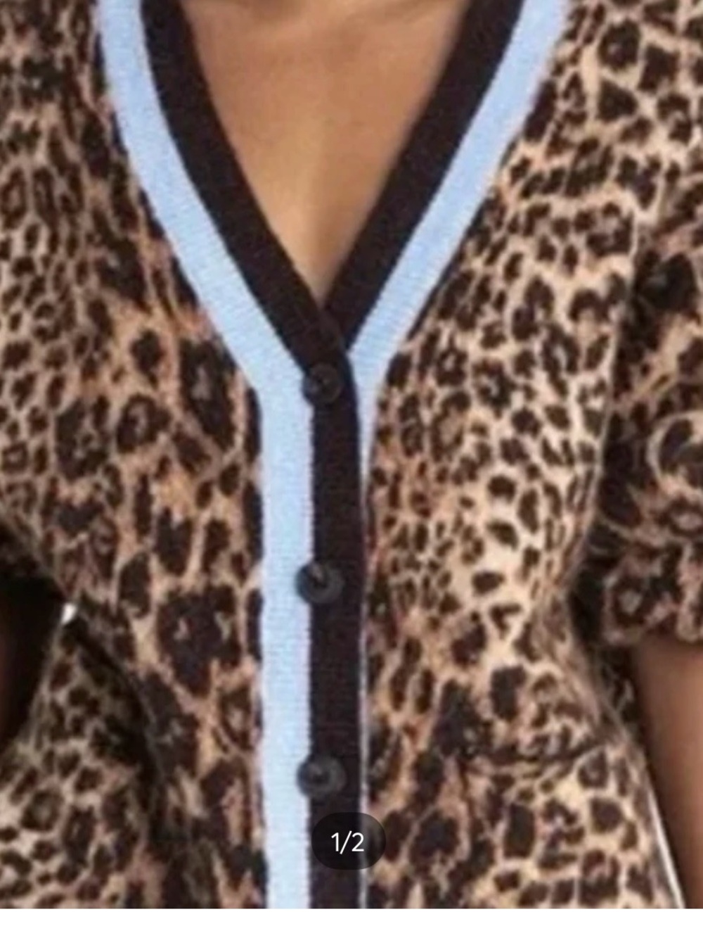 KBB by Kahlana Leopard Print V-Neck Button Cardigan Sweater - Brown